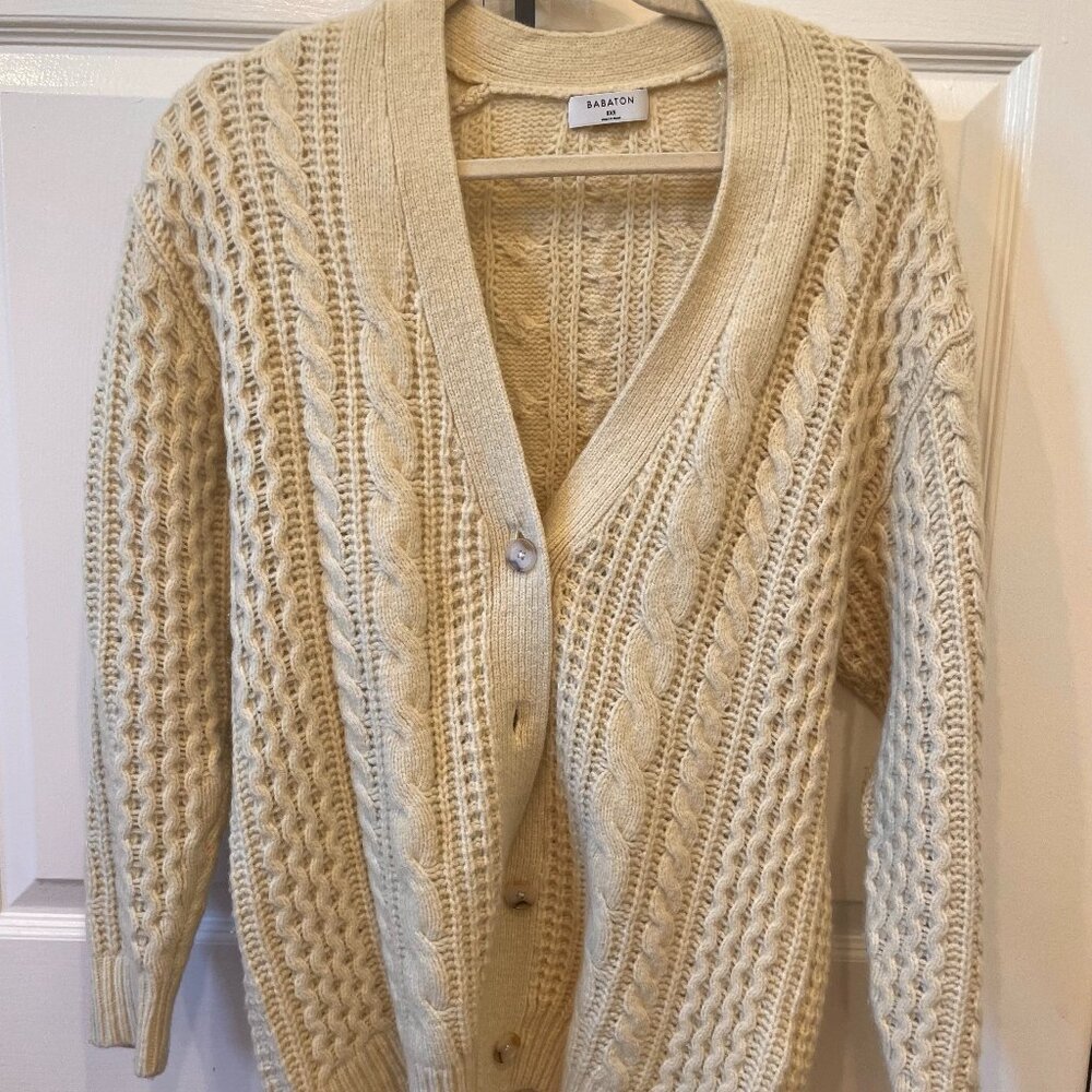 Aritzia Babaton Lemongrass Yellow Ceshire Cardigan